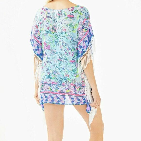 Lilly Pulitzer Womens LARGE Ginette Coverup Bali Blue Sway This Way Swim Coverup - Picture 7 of 9